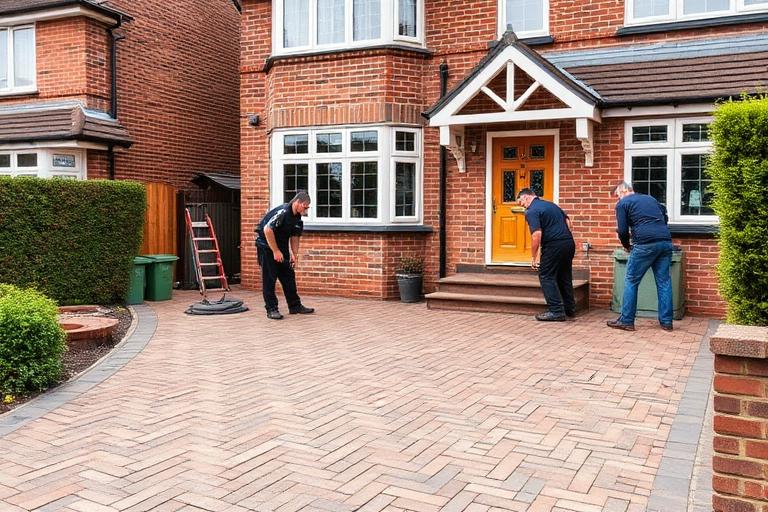 Block paving driveway installation at a UK residential property